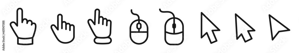 Poster vector cursors icons click set