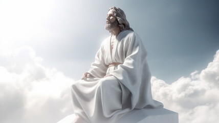 Jesus sitting on the clouds