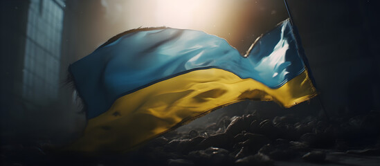 ukraine flag waving in the wind