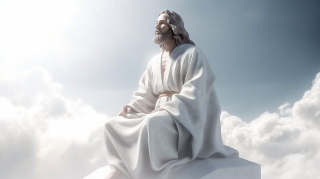 Jesus sitting on the clouds