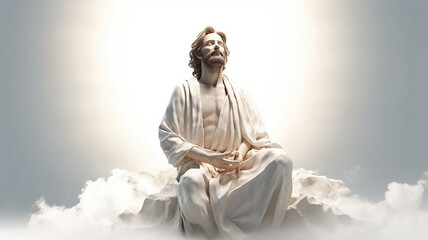 Obraz premium Jesus sitting on the clouds