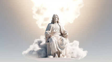 Fototapeta premium Jesus sitting on the clouds