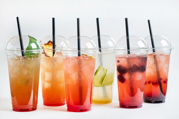 summer lemonade in the plastic cups