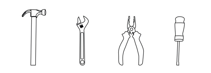 fork knife and spoon. helmet, drill, angle grinder and other construction tools on a white background isolated isolated icons building tools repair, construction buildings, drill, hammer, screwdriver,