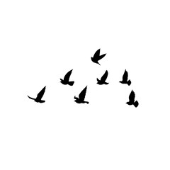 Fototapeta na wymiar Bird flock silhouette vector illustration.