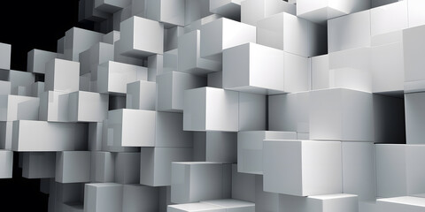 two-level offset white square cube boxes block. Generative AI