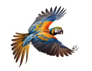 blue and yellow macaw on a transparent background (PNG). AI generator
