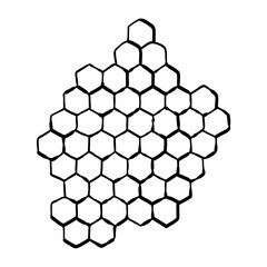 Honeycomb. Propolis. Marker sketch Doodle hand drawn honeycomb structure. Honey, pollen, wax, parchment and bee products in sketch style. Stock black and white illustration on a white background.