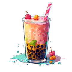 Colorful Bubble Tea Clipart 