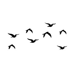 Bird flock silhouette vector illustration.