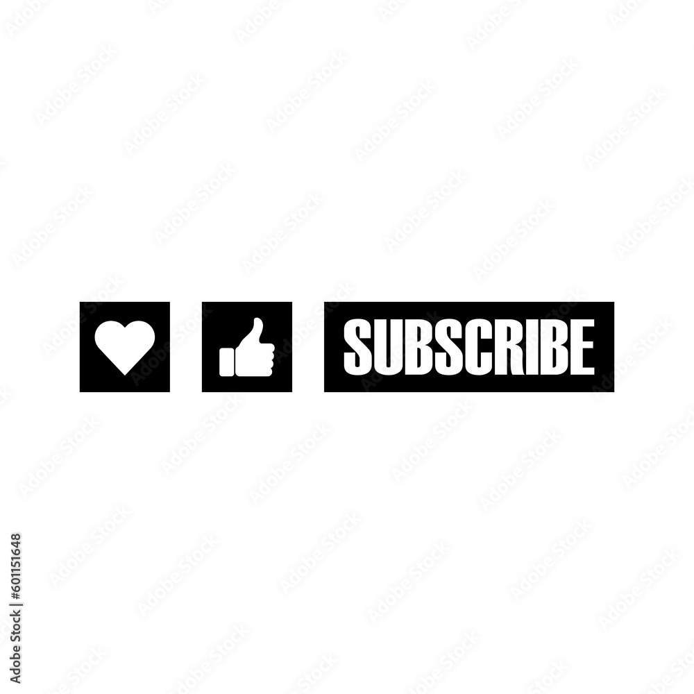 Poster heart like subscribe buttons icon isolated on transparent background