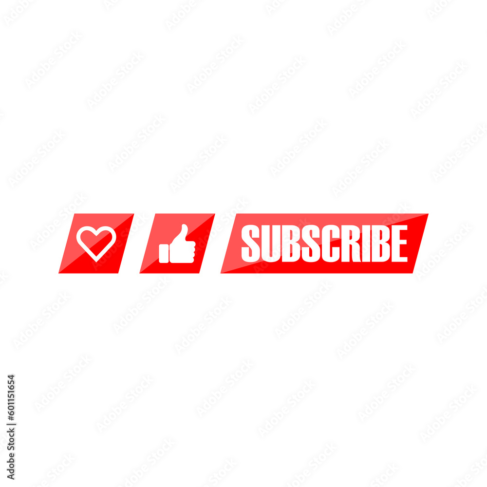 Poster heart like subscribe buttons icon isolated on transparent background