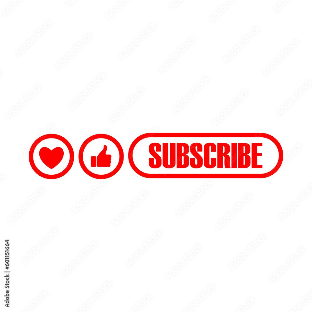 Poster heart like subscribe buttons icon isolated on transparent background
