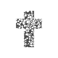 Christian cross wood icon isolated on transparent background