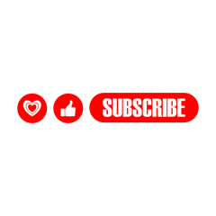 Heart Like Subscribe buttons icon isolated on transparent background