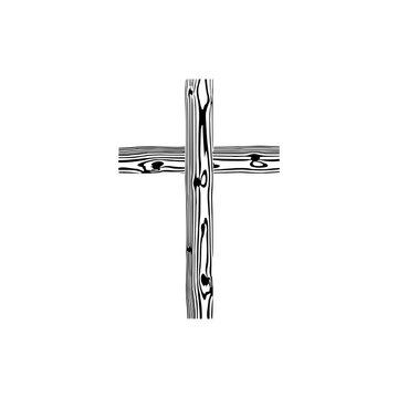 Christian cross wood icon isolated on transparent background