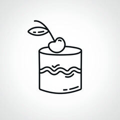Cake with cherry line icon. Cake with cherry linear icon