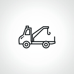 Tow truck line icon, Tow truck outline icon.