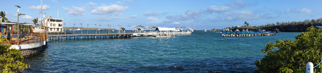 Harbour in Puerto Ayora on Santa Cruz island of Galapagos islands, Ecuador, South America
