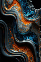 Luxurious black, teal and gold smooth marble background ,made with Generative AI