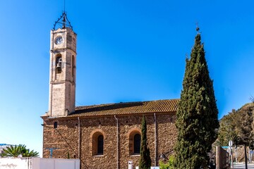 Fototapeta na wymiar General view of the parish church of San Joan in Mongat, Barcelona, Spain.