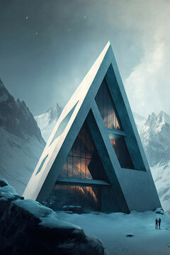 Futuristic fantasy building exterior ,made with Generative AI