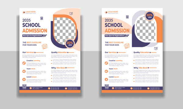 Creative professional and modern school flyer design, online school education admission flyer poster template, book cover, leaflet, poster, brochure template design