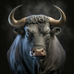 Naklejka premium Angry black bull ,made with Generative AI