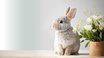 Cute easter bunny on white background, studio shoot ,made with Generative AI