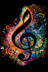 Fototapeta premium Treble clef background art with dynamic music elements ,made with Generative AI