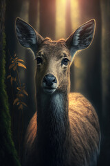 Deer in the mystical forest ,made with Generative AI