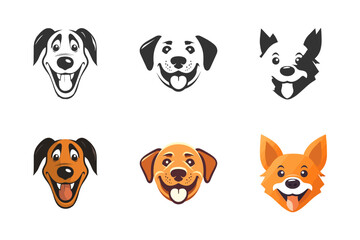Fototapeta premium Cartoon dogs' face icons for any design. Vector illustration.