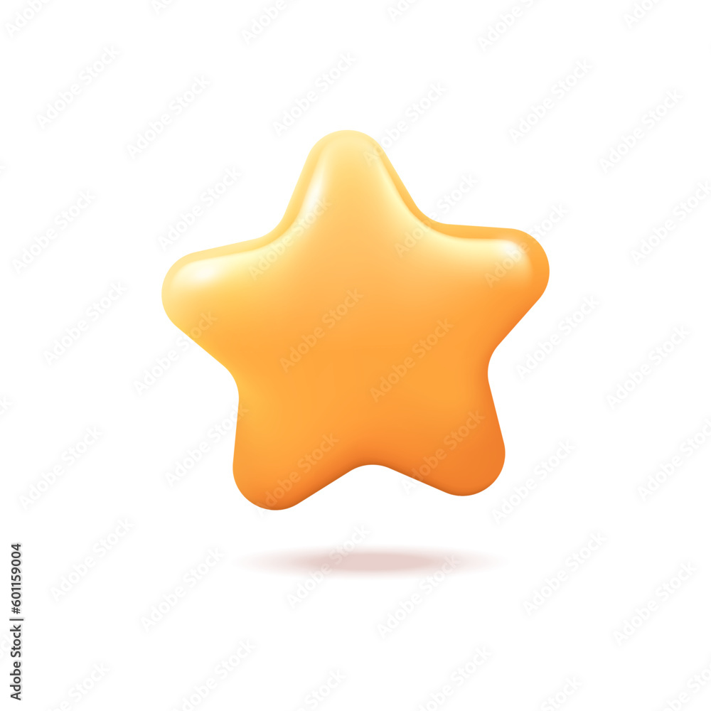 Poster rating gold star 3d vector illustration. social media icon for networking sites or applications in c