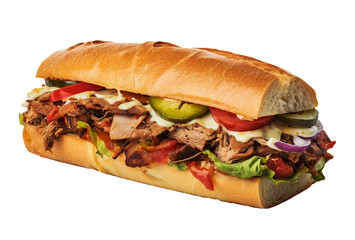 Chacarero sandwich in transparent background. Generative AI.