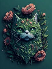 Cat creative illustration art ai generated 