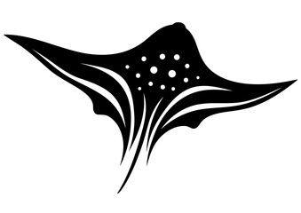 Silhouette of a swimming manta ray in the ocean - obrazy, fototapety, plakaty