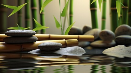 Fototapeta na wymiar Bamboo and stones in a wellness spa