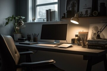 Simple workspace with limited decoration. Generative AI