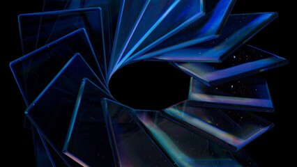 Futuristic background illustration with glass shapes. Abstract 3d background
