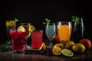Assortment of well-liked drinks for menu options. Generative AI