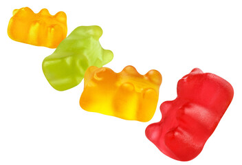 Flying delicious gummy jelly bears, cut out