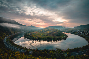 Wonderful Moselschleife in the sunrise