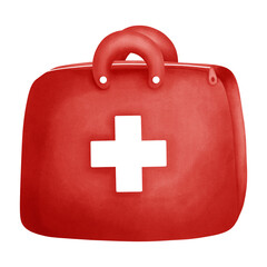 Watercolor First Aid Kit Illustration Isolated on Transparent Background