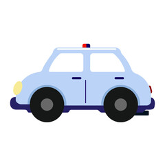 A picture of cute cartoon police car, toy car, flat vector illustration