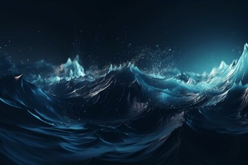 Blue abstract wave background for UI/UX design. Generative AI