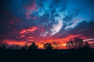 Fototapeta na wymiar Vibrant dawn hues in the sky. Generative AI