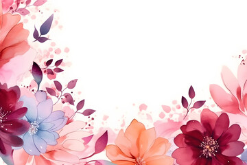 Template for greeting card with stylized flowers