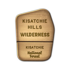 Kisatchie Hills National Wilderness, Kisatchie National Forest wood sign illustration on transparent background