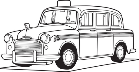 A Taxi, colouring book for kids, vector illustration