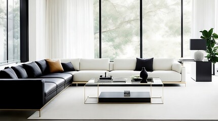 modern living room with furniture white